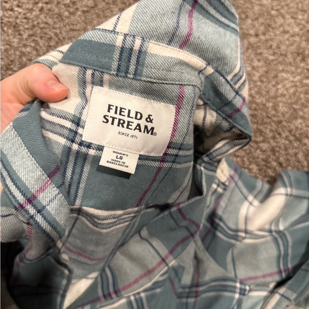 🫑Field & Stream Blue and White Plaid Shirt - Picture 3 of 3